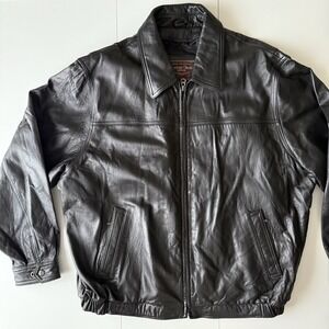 American Classics Colebrook Men's XL Black Leather Bomber Style Jacket
